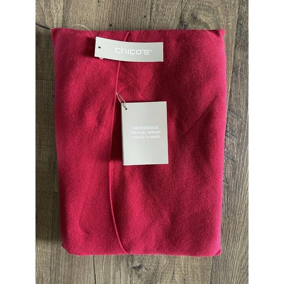 Chico's Accessories - CHICO’S Reversible Radiant Red Ruana Travel Wrap